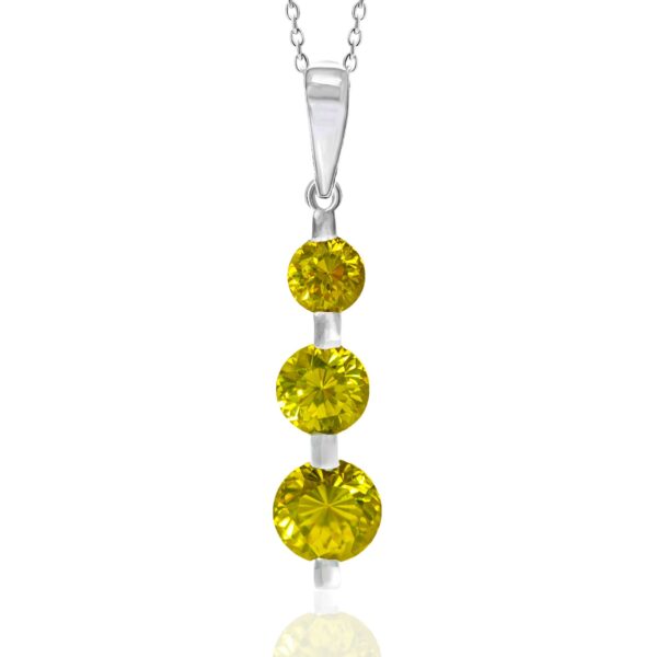 Golden Radiance  Lab-Grown Yellow Sapphire Drop Pendant in Rhodium-Plated Sterling Silver