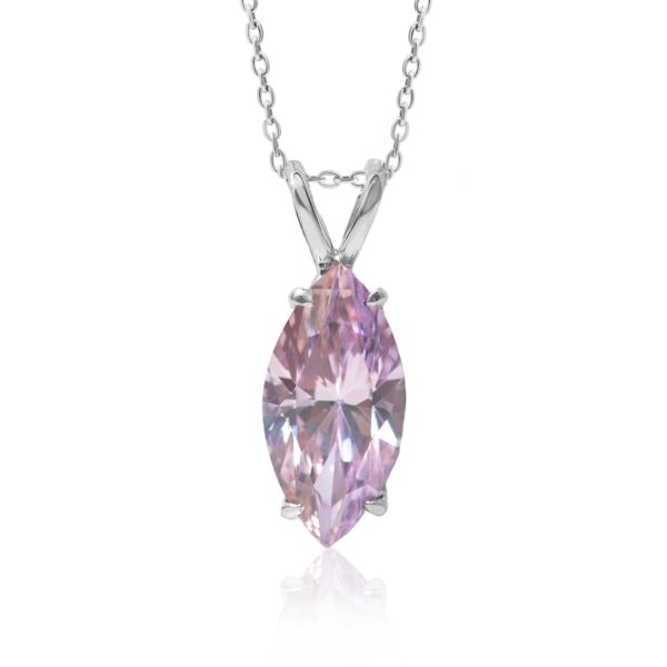 Blush Marquis  Lab-Created Light Pink Sapphire Pendant in Rhodium-Plated Sterling Silver