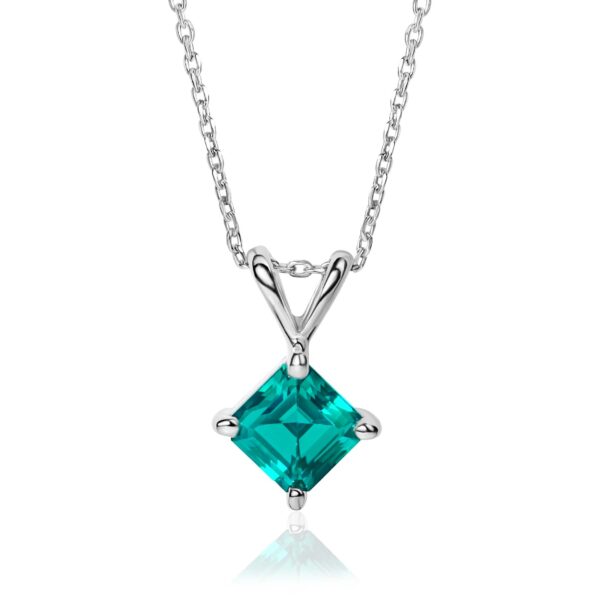 Lagoon Prestige  Asscher-Cut Lab Paraíba Pendant in Rhodium-Plated Sterling Silver