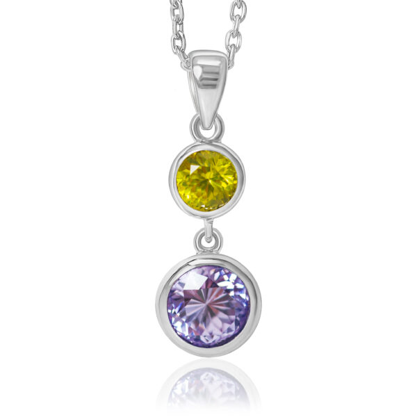 Bella Duo  Pink & Yellow Sapphire Pendant in Rhodium-Plated Sterling Silver