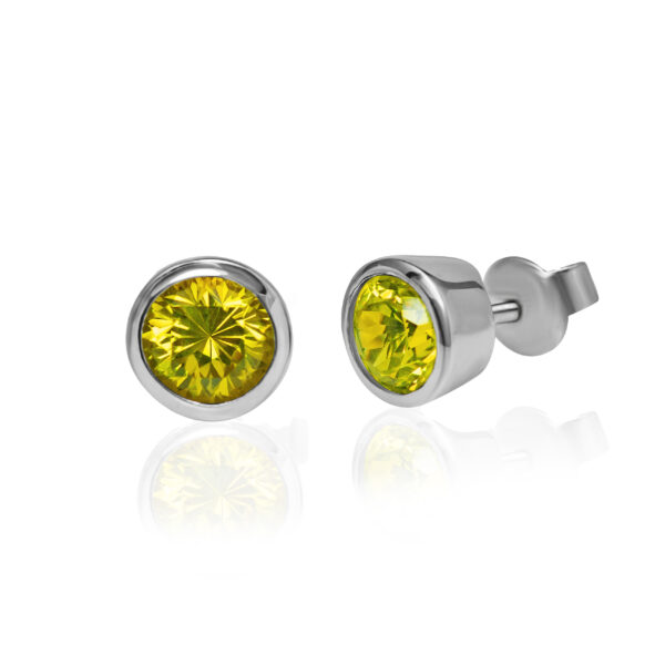 Golden Glow  Lab Yellow Sapphire Stud Earrings in Rhodium-Plated Sterling Silver