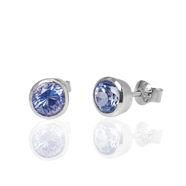 Lavender Radiance  Lab Lavender Sapphire Stud Earrings in Rhodium-Plated Sterling Silver