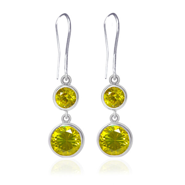 Golden Cascade  Lab Yellow Sapphire Drop Earrings in Rhodium-Plated Sterling Silver