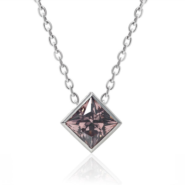 Blush Crown  9.10 Carat Princess-Cut Lab Pink Sapphire Pendant in Rhodium-Plated Sterling Silver