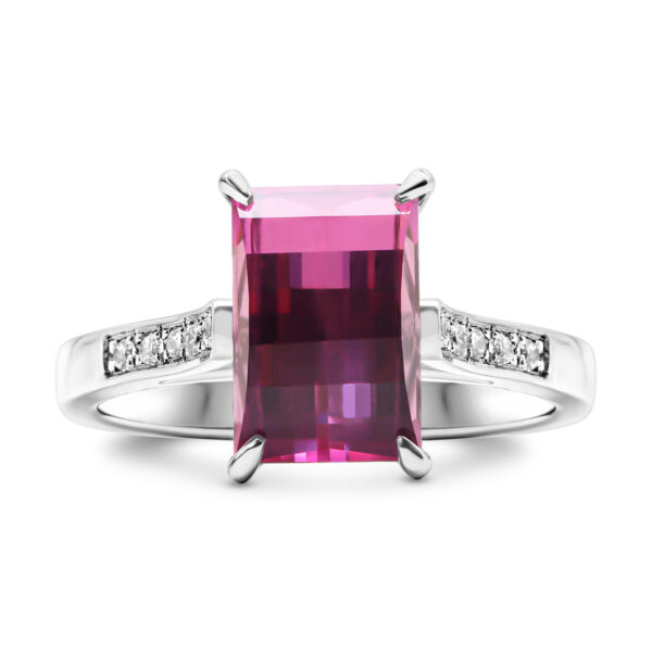 Scarlet Radiance  Lab-Grown Ruby Checkerboard Cocktail Ring in Sterling Silver