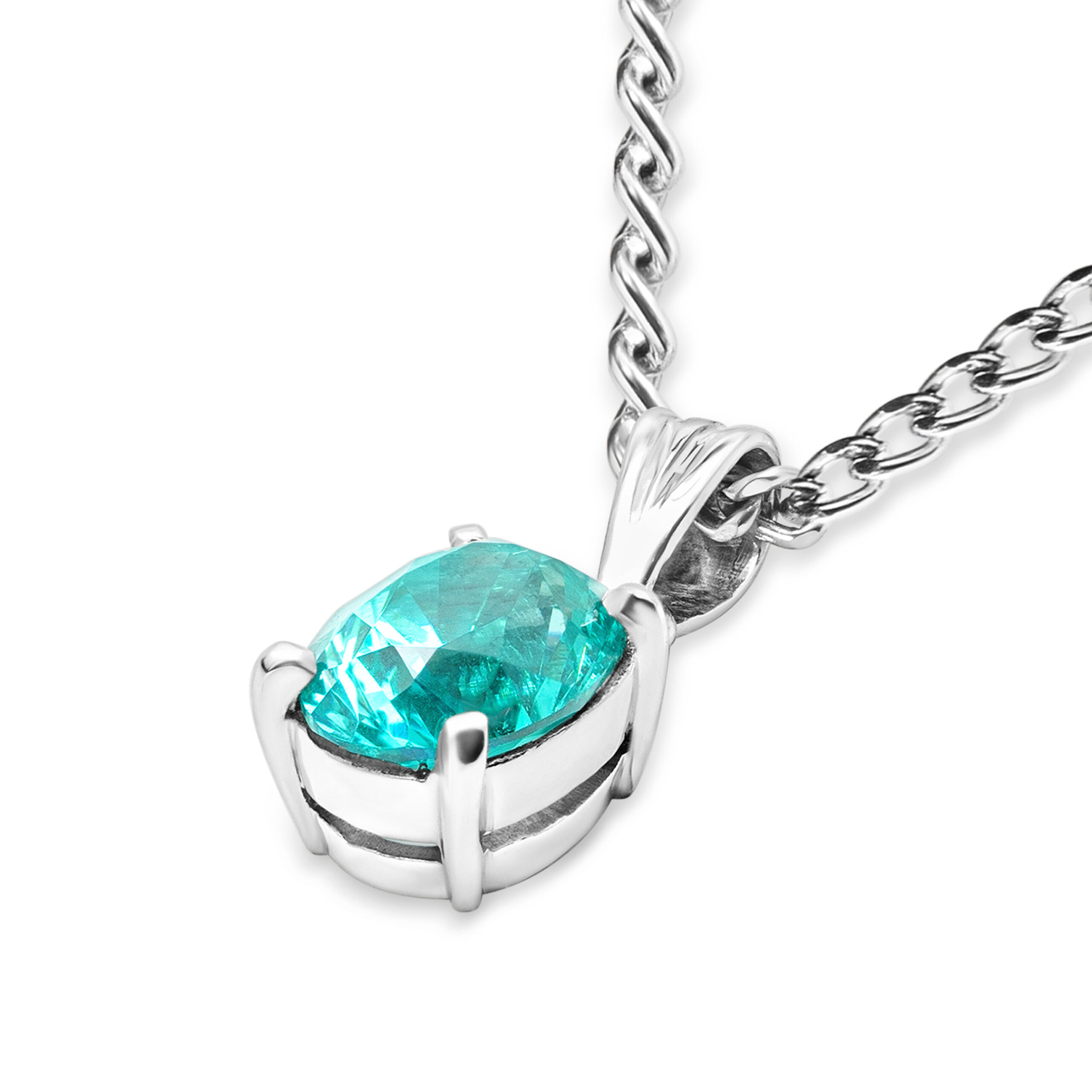 Ocean Fire Paraíba Tourmaline Oval Pendant in Sterling Silver - Image 5