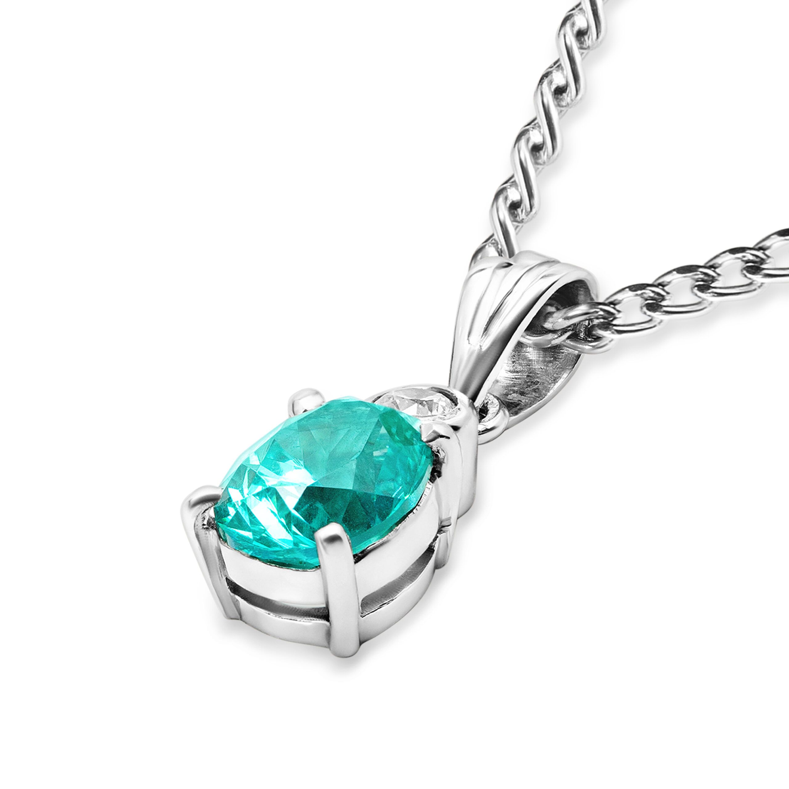 Ocean Fire Paraíba Tourmaline Oval Pendant in Sterling Silver - Image 2