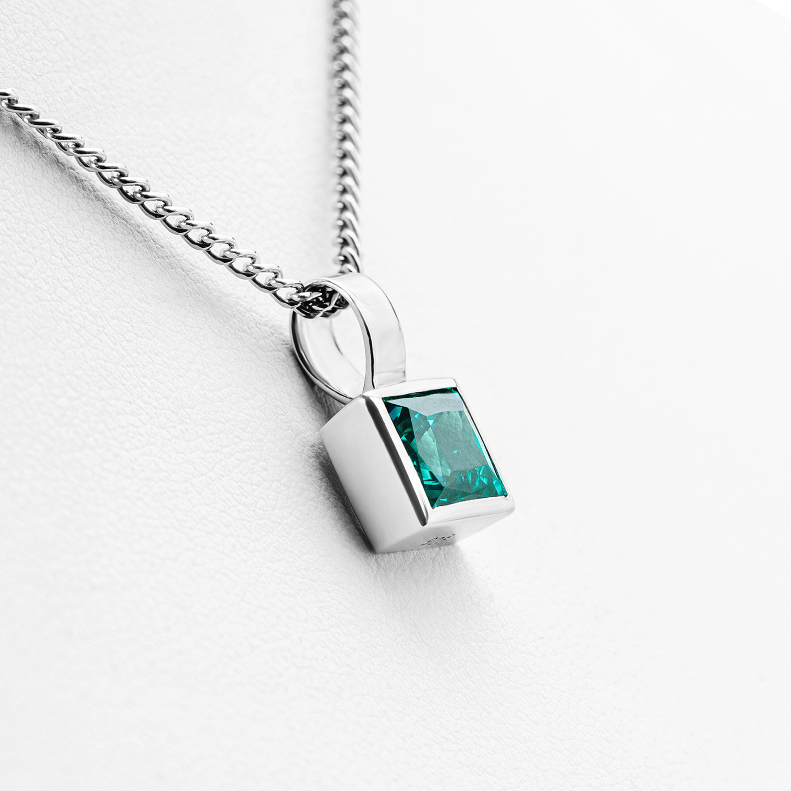 Neon Crown Lab-Created Paraíba Princess Pendant in Sterling Silver - Image 3