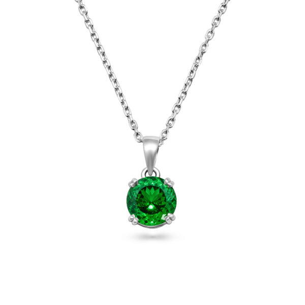 Emerald Aurora  10 Carat Portuguese-Cut Lab-Grown Emerald Pendant in Sterling Silver