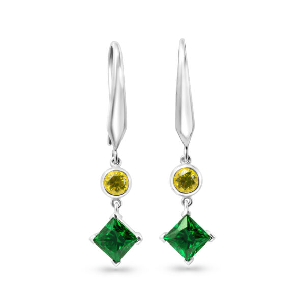 Verdant Glow  Emerald & Yellow Garnet Drop Earrings in Sterling Silver