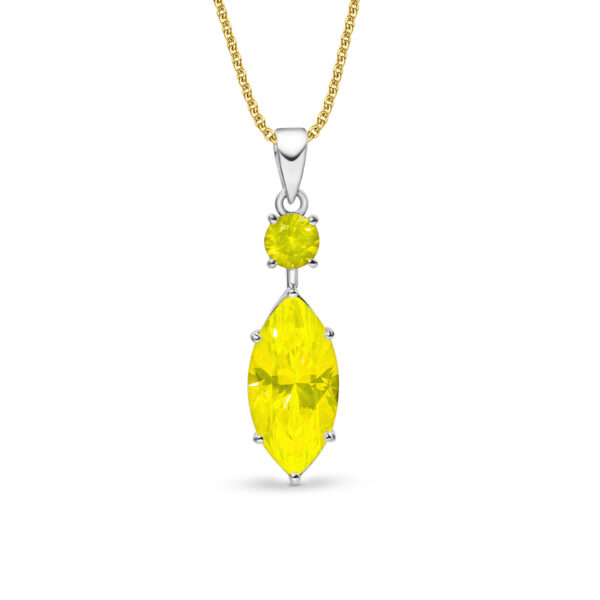 Neon Radiance  Cerium YAG Marquise Pendant in Sterling Silver (11.12 ct.)