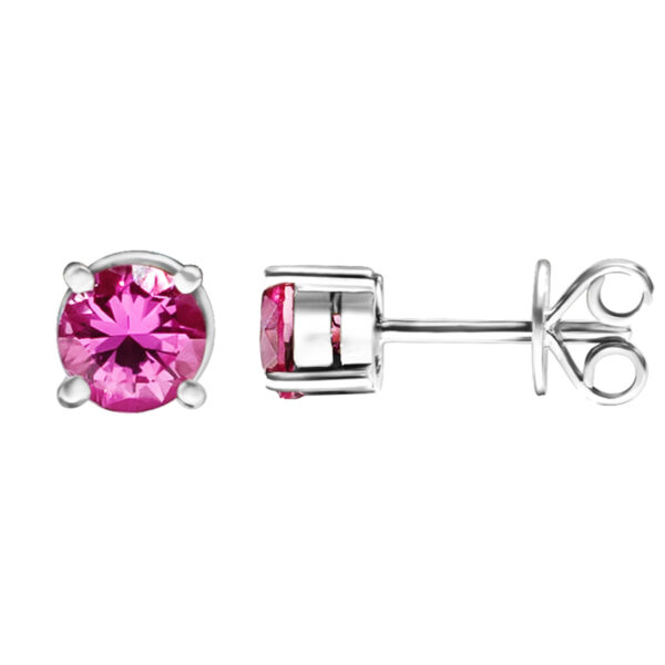 Radiant Classic Lab-Created Ruby Stud Earrings in Sterling Silver (6mm)