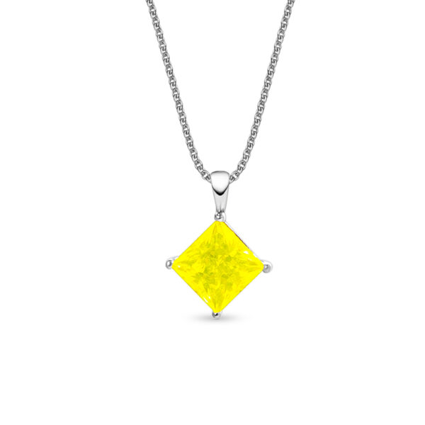 Neon Prism  10 CT Cerium YAG Princess-Cut Pendant in Sterling Silver