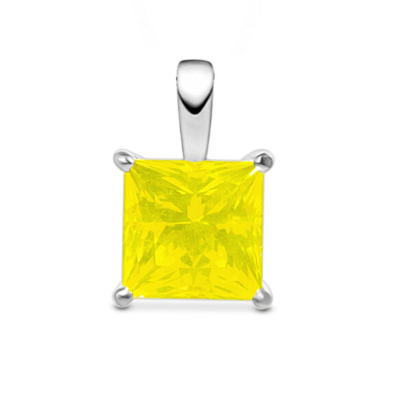 Neon Prism  10 CT Cerium YAG Princess-Cut Pendant in Sterling Silver
