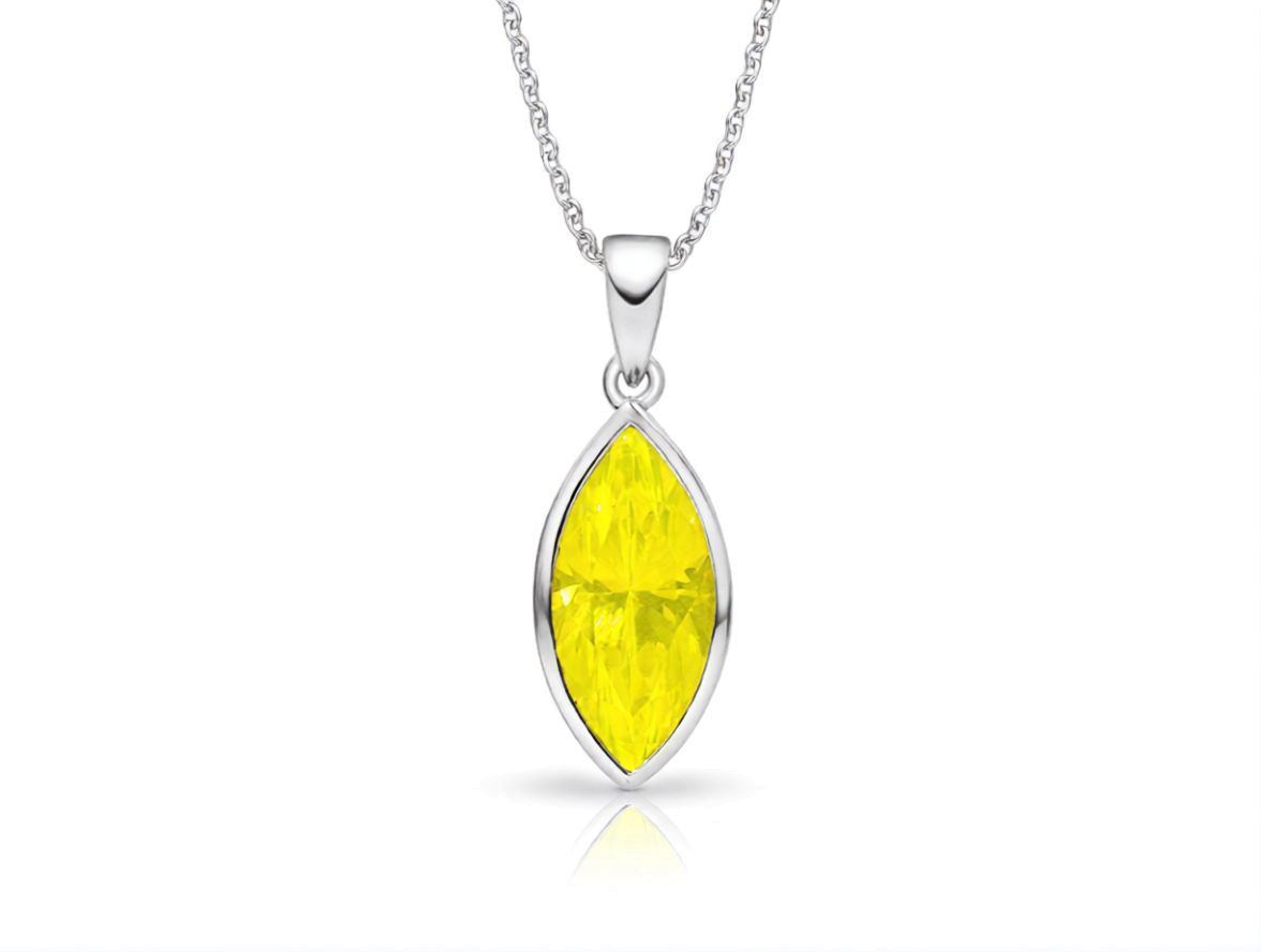 Yellow YAG Marquise Cut Necklace - Sterling Silver