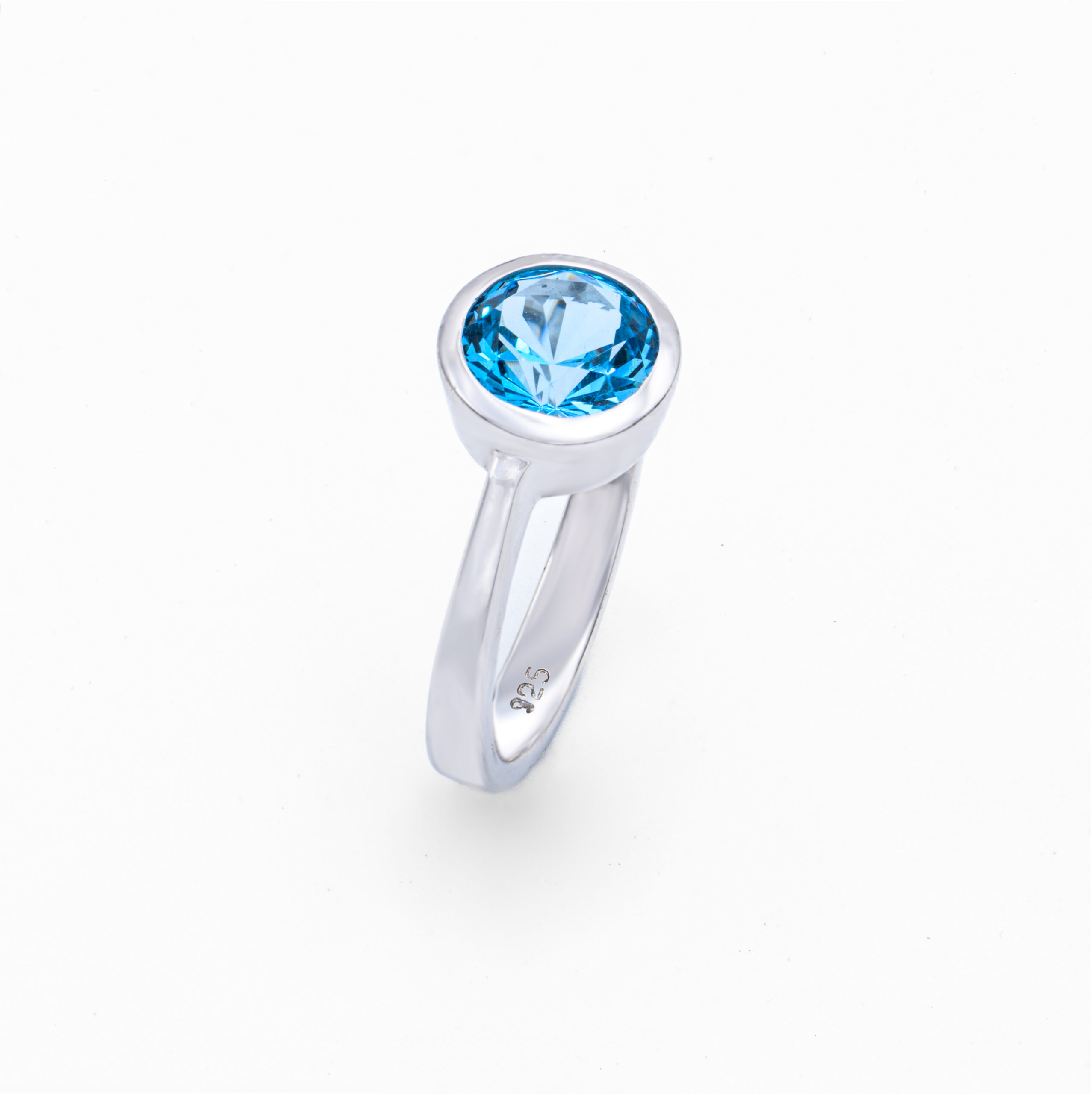 Ocean Radiance Round Blue Topaz Ring in Sterling Silver - Image 3