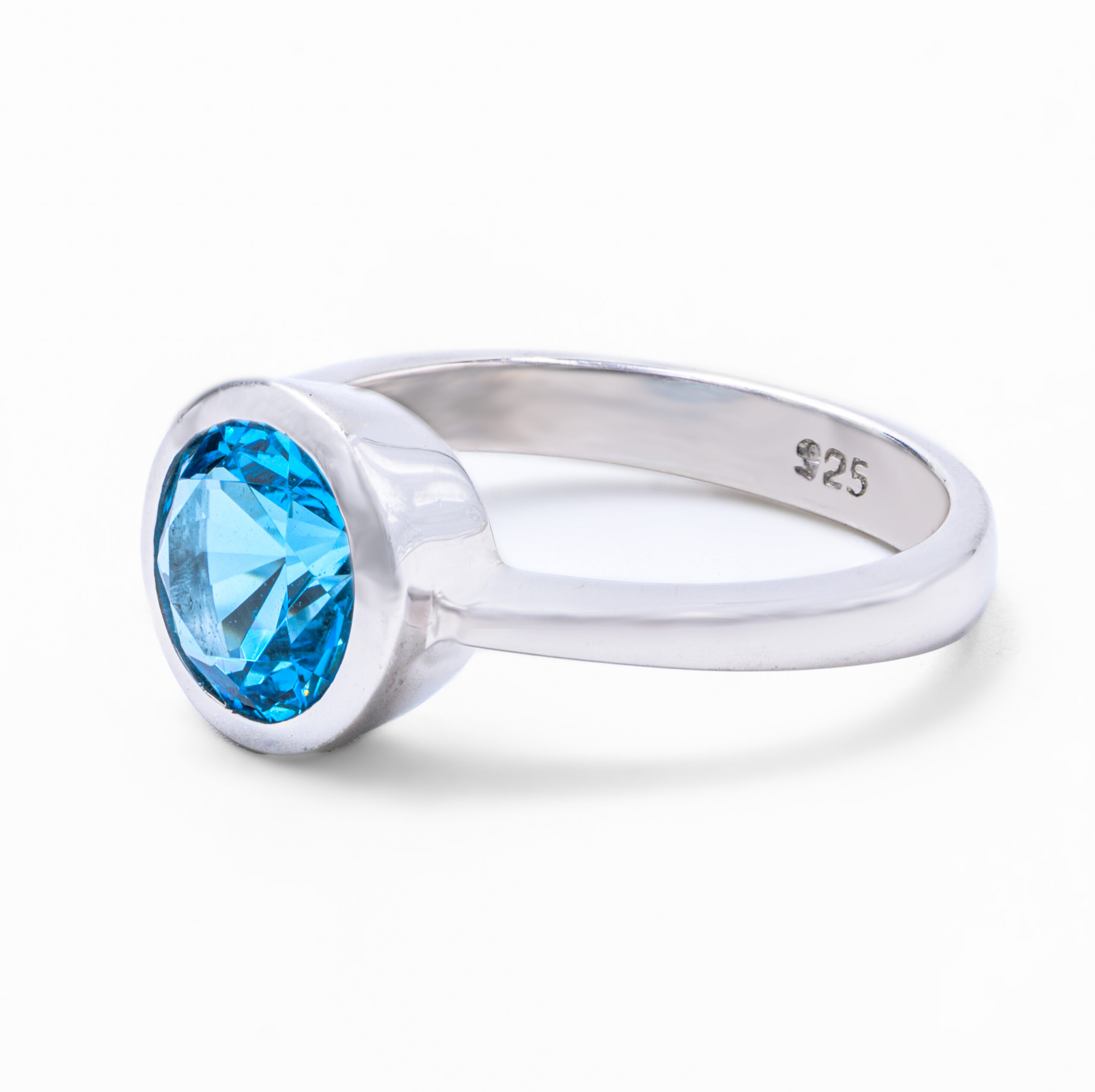 Ocean Radiance Round Blue Topaz Ring in Sterling Silver - Image 2