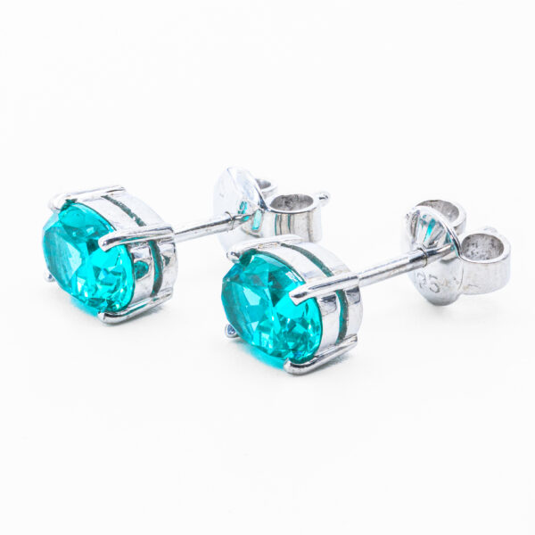 Tropical Glow Oval Paraiba Tourmaline Earrings in Sterling Silver