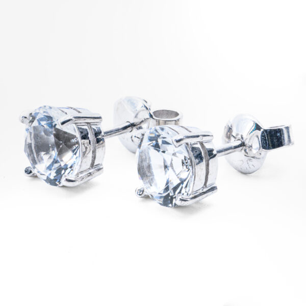 Diamond Glow Round White Topaz Stud Earrings in Sterling Silver