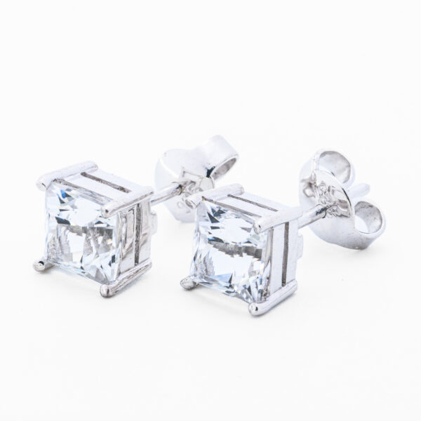 Diamond Radiance Princess-Cut White Topaz Earrings in Sterling Silver