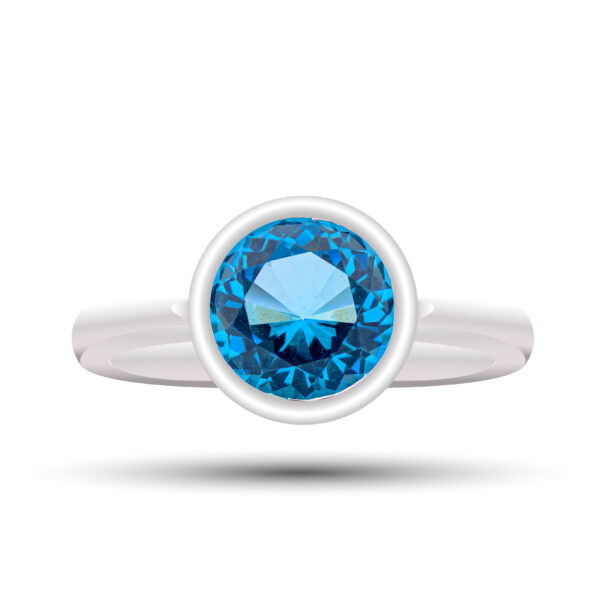Ocean Radiance Round Blue Topaz Ring in Sterling Silver