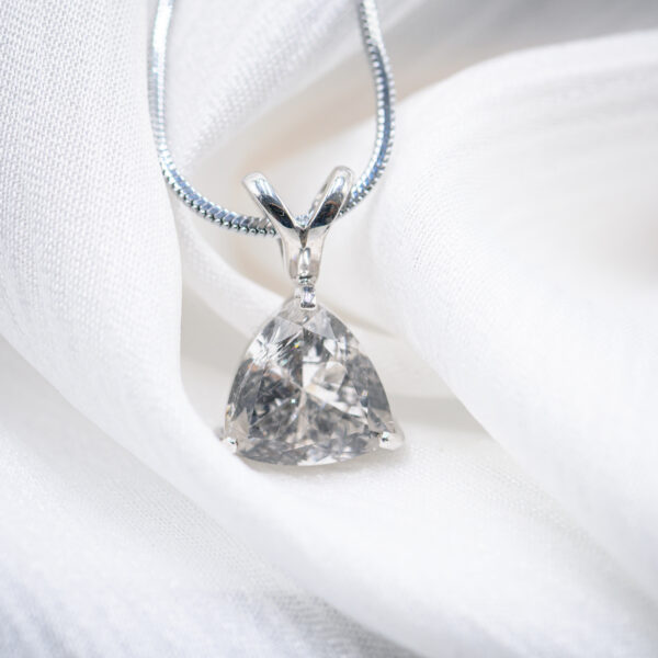 Radiant Triangle Trillion-Cut White Topaz Double-Hook Pendant in Sterling Silver