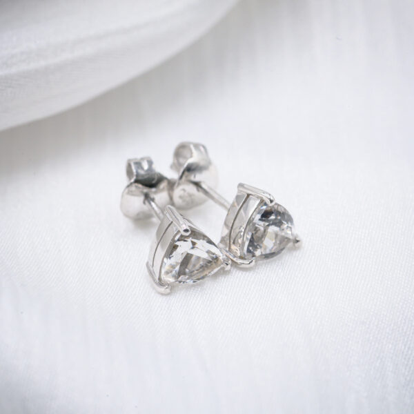 Brilliant Triangle Trillion-Cut White Topaz Stud Earrings in Sterling Silver