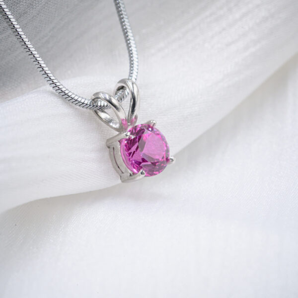 Blush Elegance Double-Hook Pink Sapphire Pendant in Sterling Silver
