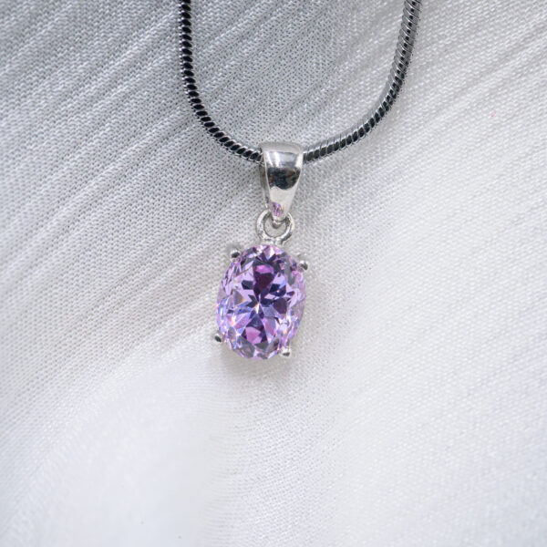 Lavender Grace Oval Sapphire Pendant in Sterling Silver