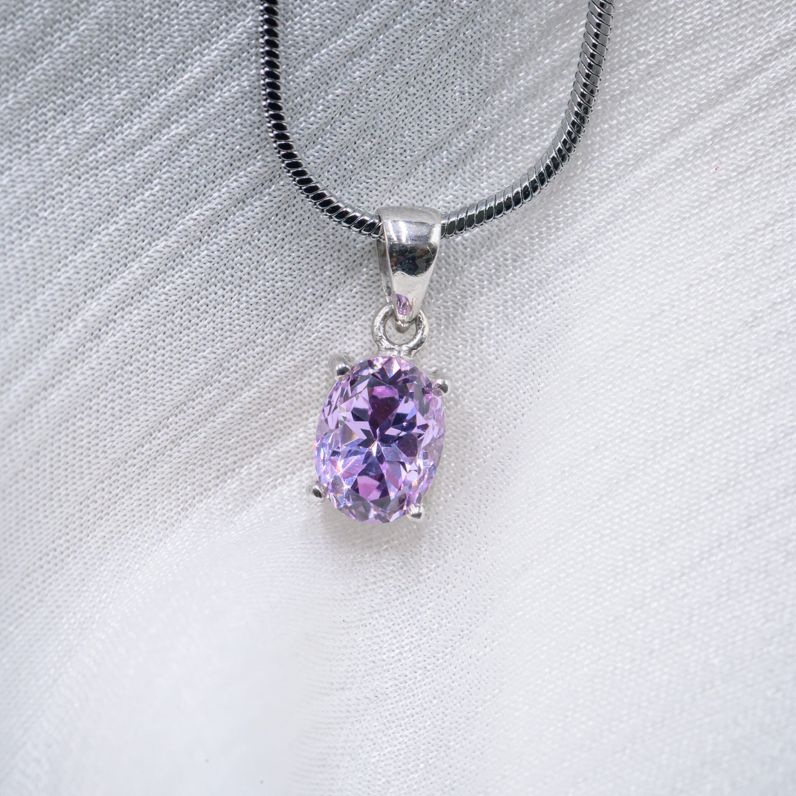Lavender Grace Oval Sapphire Pendant in Sterling Silver