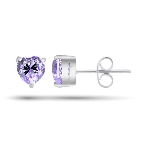Lavender Sapphire Heart Earrings in Sterling Silver