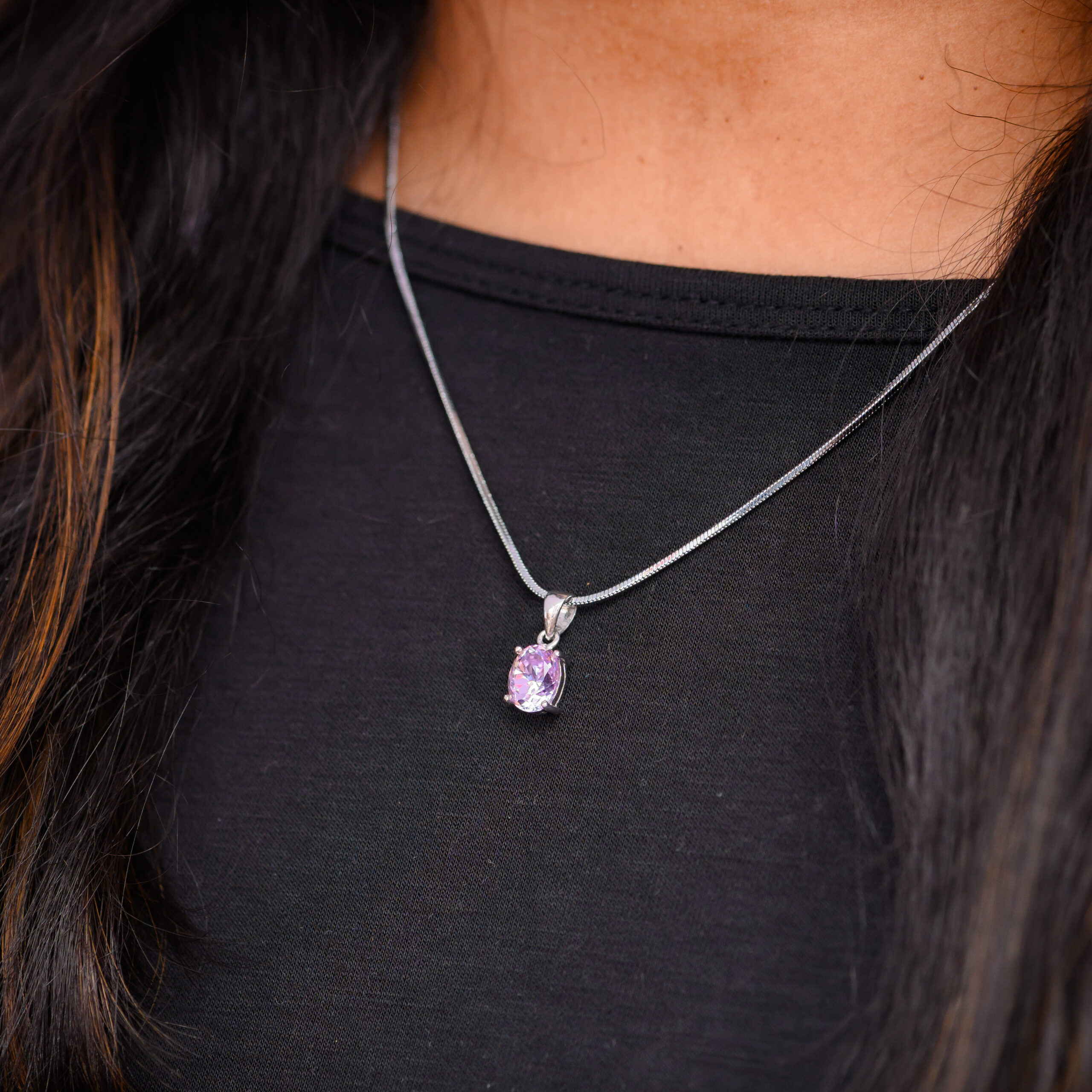 Lavender Grace Oval Sapphire Pendant in Sterling Silver - Image 2