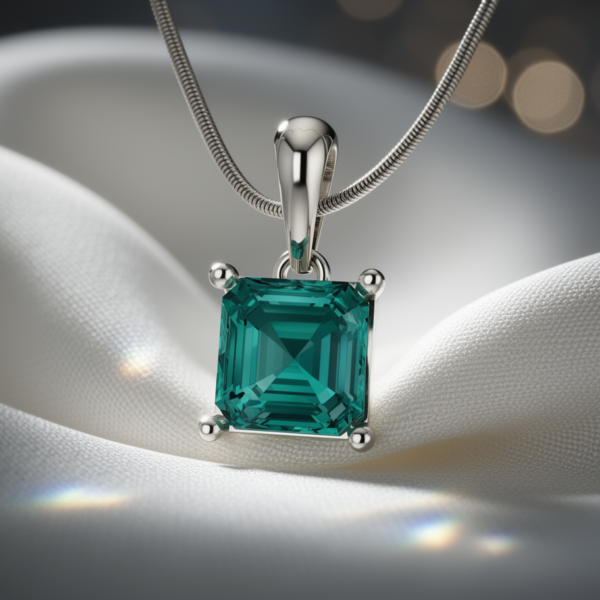Tropical Radiance Asscher-Cut Paraiba Tourmaline Pendant in Sterling Silver