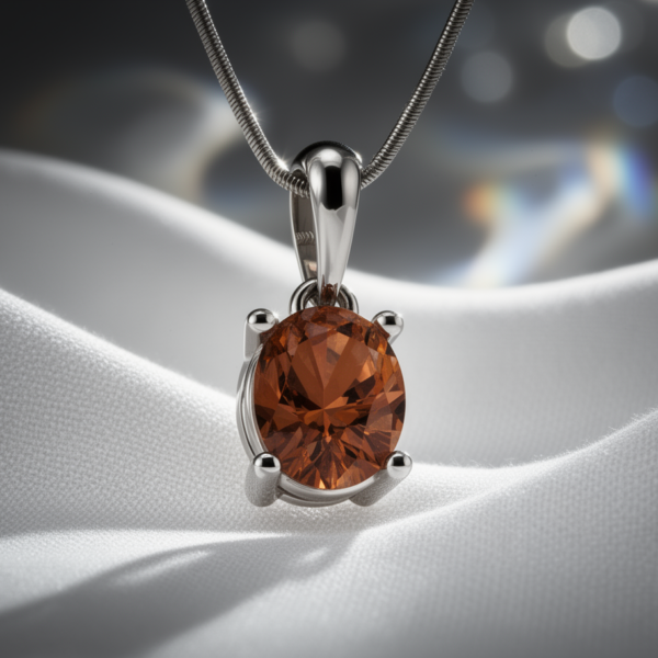 Oval Smoky Quartz Pendant in Sterling Silver – One-Hook Minimalist Design