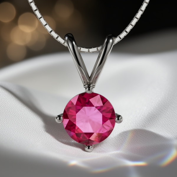 Dark Pink Sapphire Double-Hook Pendant in Sterling Silver