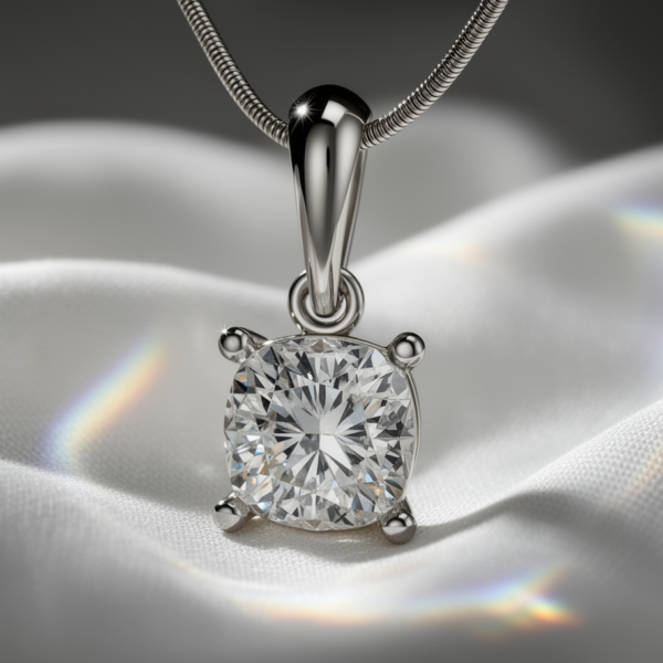 Radiant Cushion White Topaz One-Hook Pendant in Sterling Silver