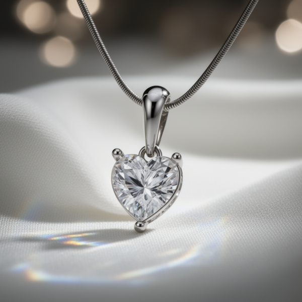 Natural White Topaz Heart-Shaped Pendant in Sterling Silver