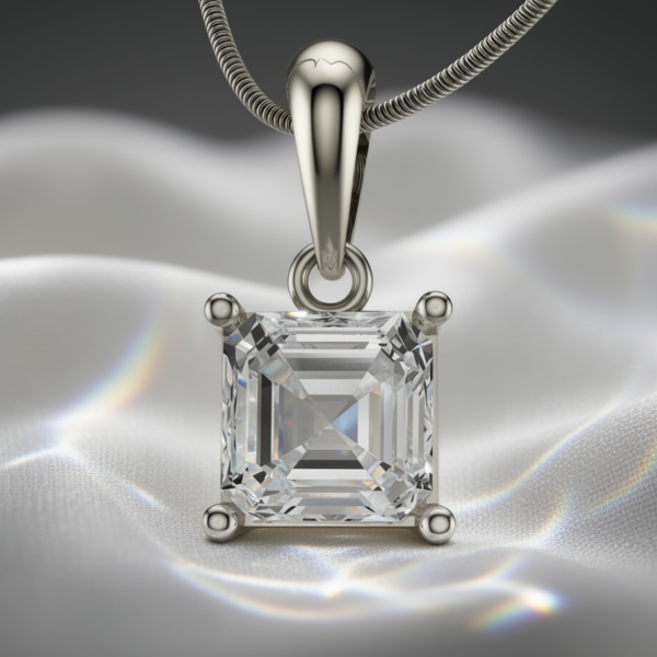 Radiant Legacy Asscher-Cut White Topaz Pendant in Sterling Silver
