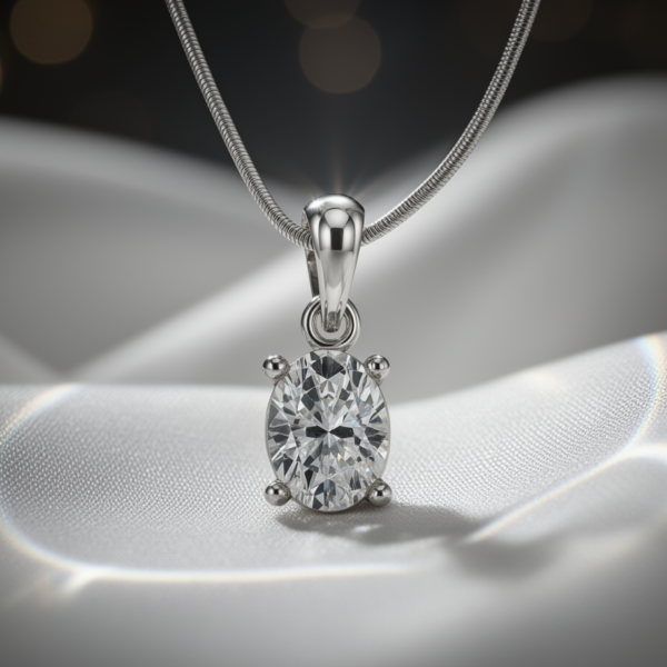 Classic Radiance Oval White Topaz Pendant in Sterling Silver