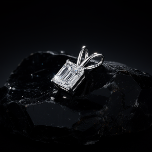 Pure Radiance Emerald-Cut White Topaz Pendant in Sterling Silver