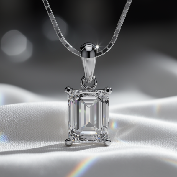 Crystal Brilliance Emerald-Cut White Topaz Pendant in Sterling Silver