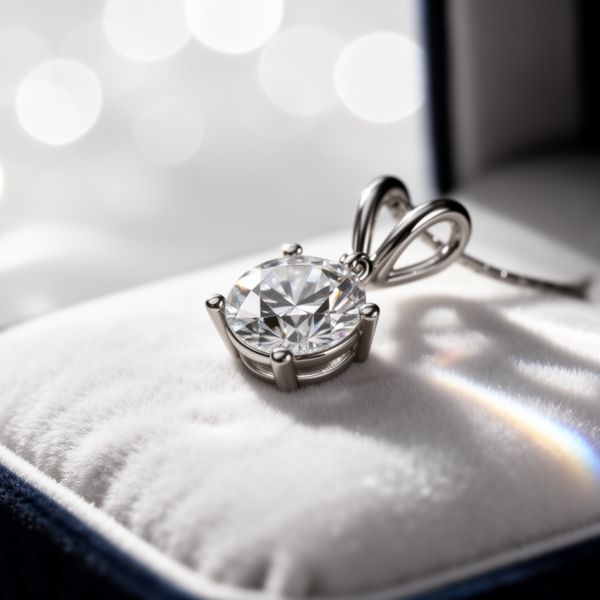 Brilliant Halo Round White Topaz Pendant in Sterling Silver