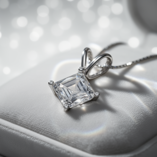 Classic Radiance Asscher-Cut White Topaz Pendant in Sterling Silver