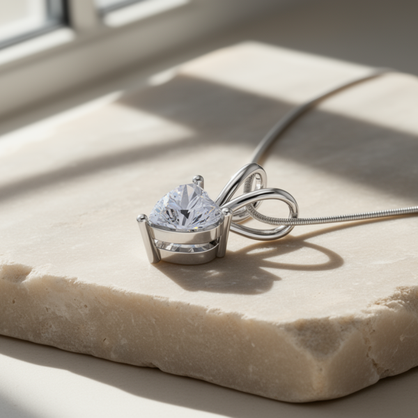 Radiant Love Heart-Shaped White Topaz Pendant in Sterling Silver