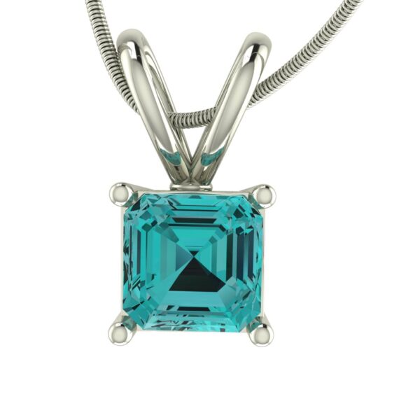 Tropical Aura Asscher-Cut Paraiba Tourmaline Pendant in Sterling Silver