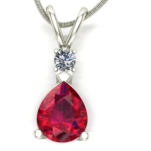 Royal Flame Pear-Shaped Ruby & Zircon Pendant in Sterling Silver