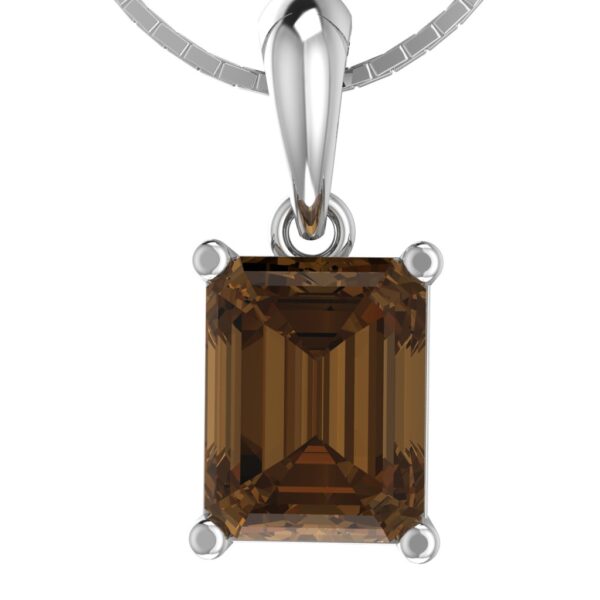 Earth Glow Emerald-Cut Smoky Quartz Pendant in Sterling Silver