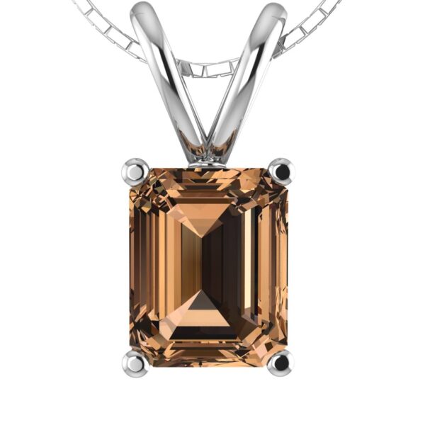 Emerald-Cut Smoky Quartz Pendant in Sterling Silver – Double Center Hook Design