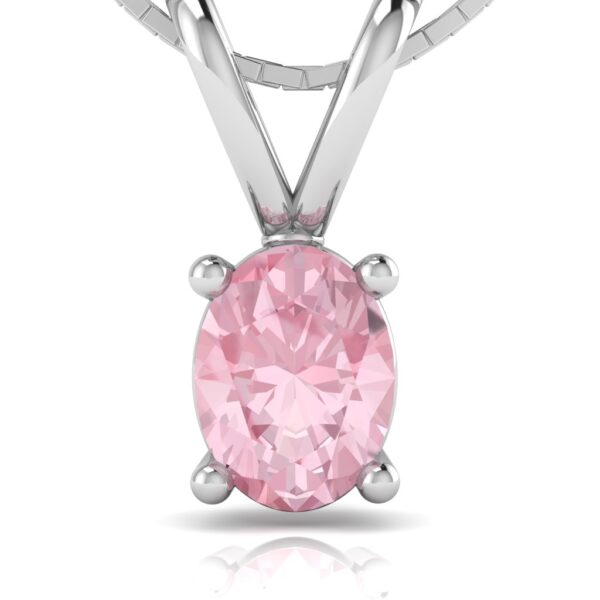 Pink Morganite Oval Pendant in Rhodium-Plated Sterling Silver