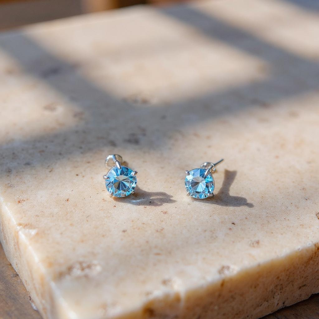Azure Spark Princess-Cut Swiss Blue Topaz Earrings in Sterling Silver - Image 6